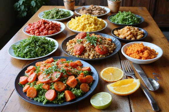 Piatti colorati e sani su un tavolo